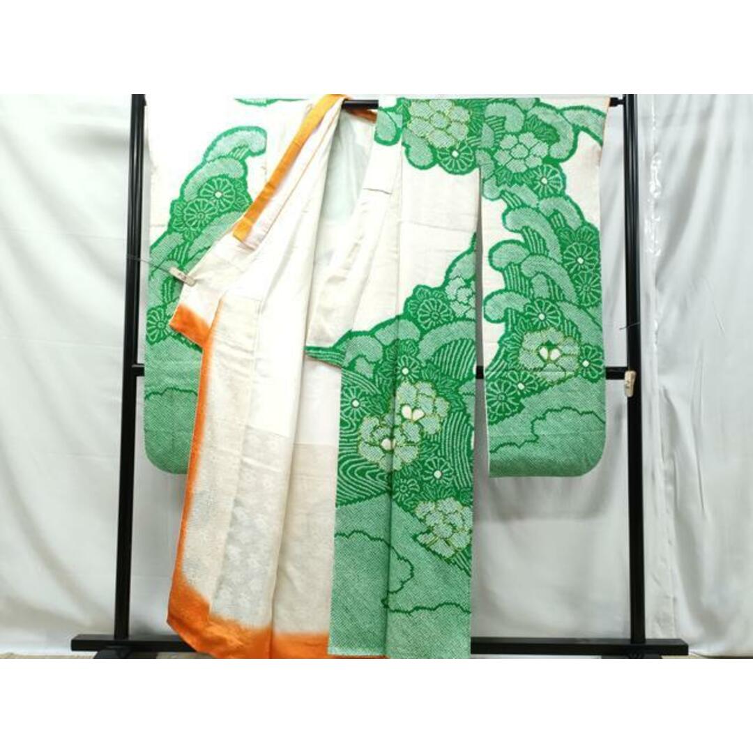 平和屋着物□豪華振袖 駒刺繍 絞り 立波草花文 正絹 逸品 CAAS9072fb