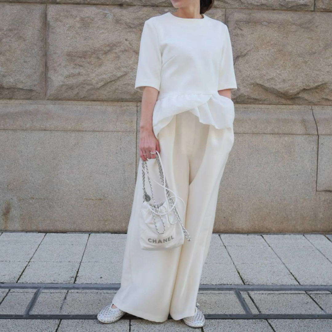 Heve ヘイヴ シルキータックワイドパンツ バニラ 36