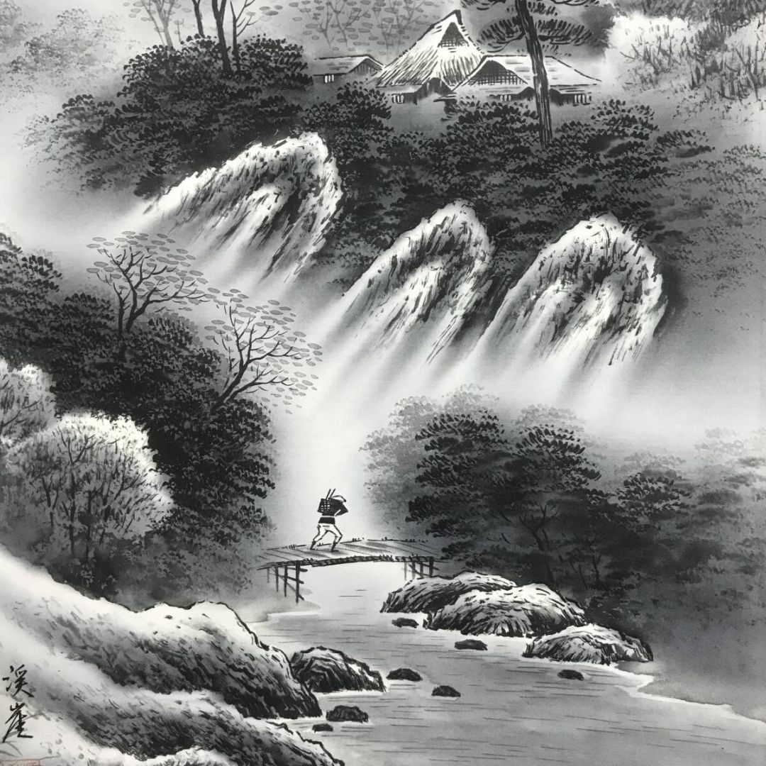 真作/杉渓六橋/山水画賛/山水図/掛軸/名家伝来/AD-832 真