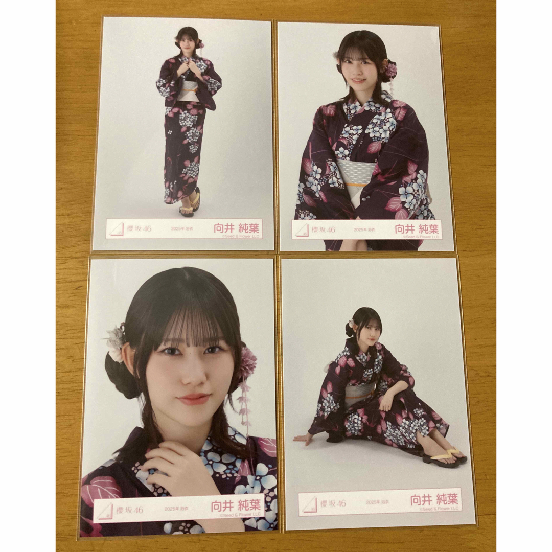 櫻坂 2025年 浴衣 生写真 向井純葉 座り 直筆サイン 櫻坂 2025