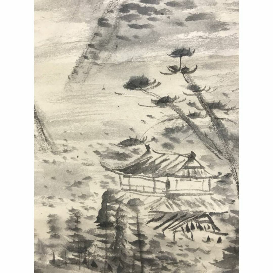 水墨画 掛軸 山林秋色図 謝光力画 中国 絵画 山水 張大千大風堂 カラー