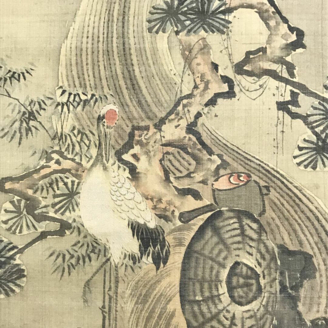 真作/龍洲/孔雀に牡丹図/クジャクにボタン図/花鳥図/掛軸☆宝船☆AH