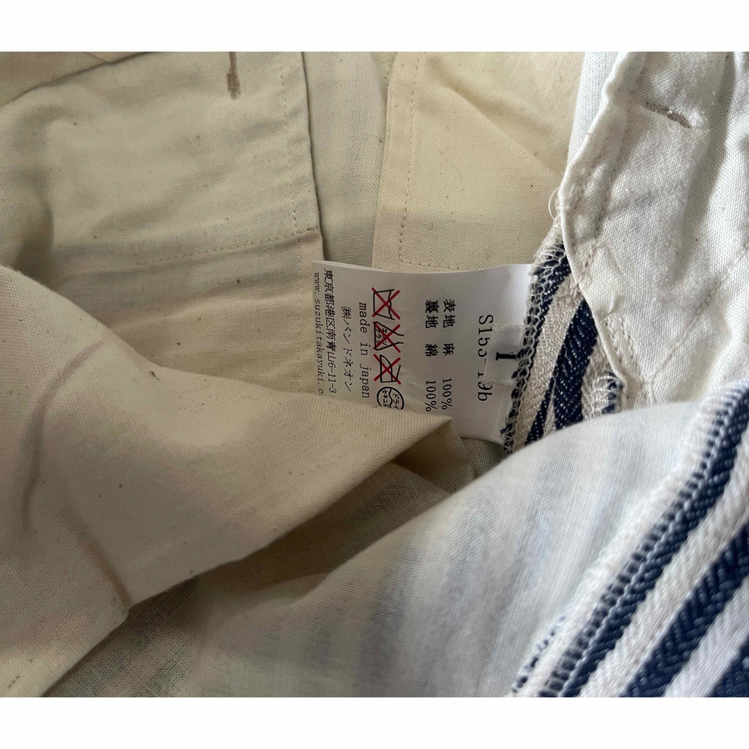 suzuki takayuki 麻素材 サルエルパンツ ストライプ