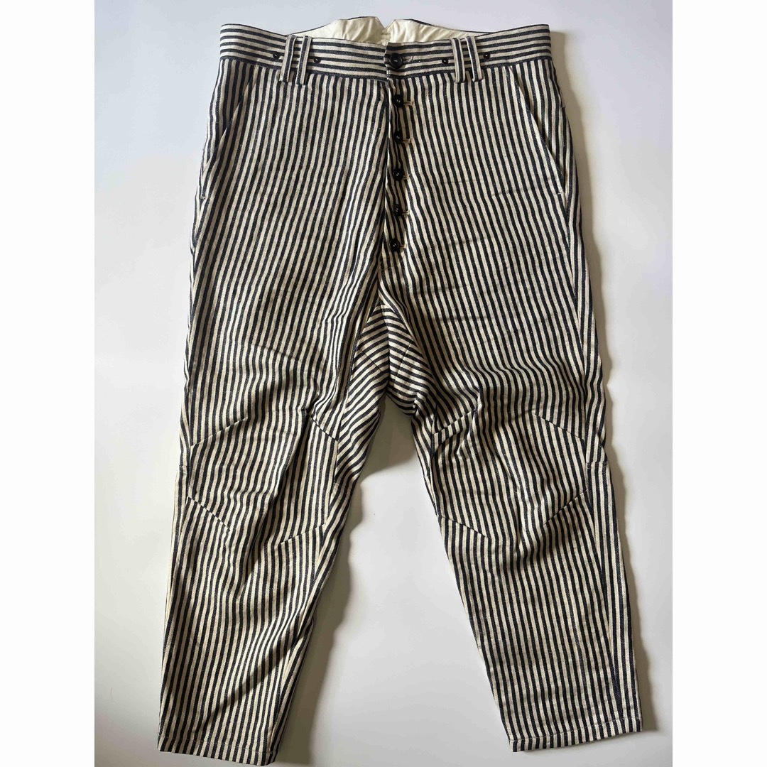 suzuki takayuki 麻素材 サルエルパンツ ストライプ