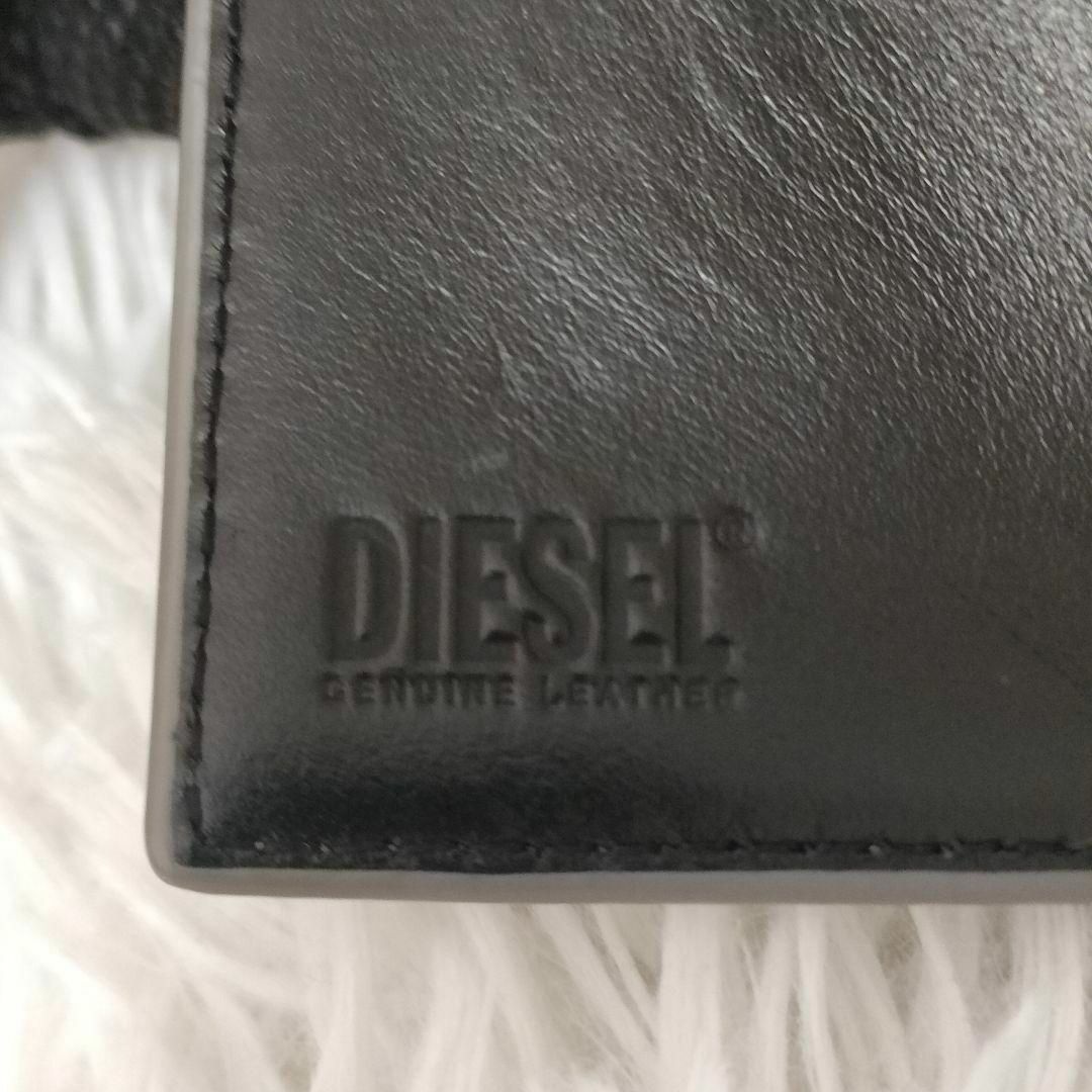 DIESEL 三つ折り財布 Dロゴ シルバー 現行 ディーゼル 財布 デカロゴ銀