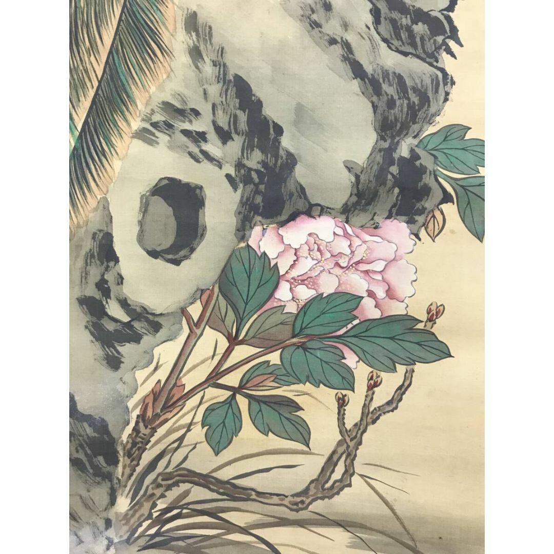 真作】掛軸 花鳥図 精密描写 合箱入 P83 真作】掛軸 花鳥図 精密描写