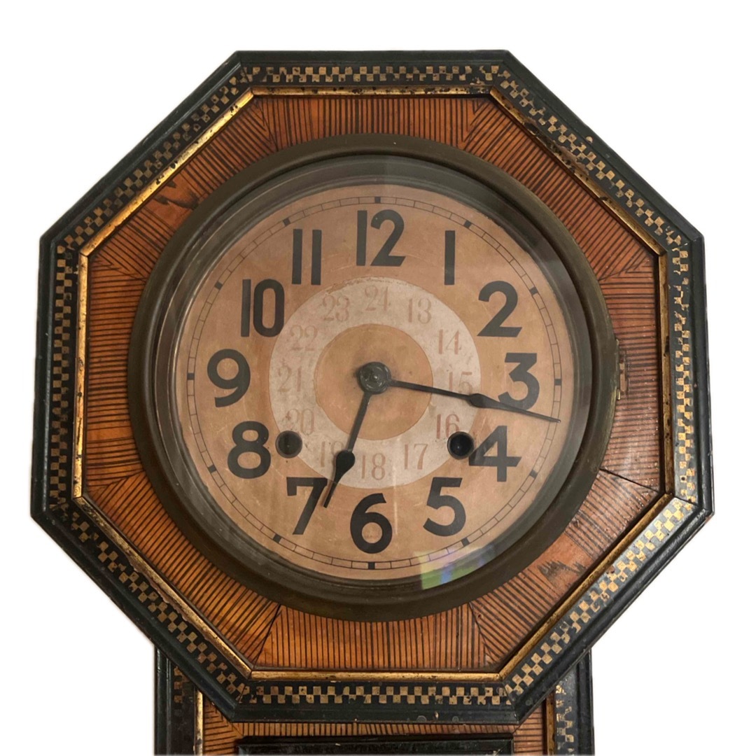大正 昭和 レトロ 精工舎 八角 ゼンマイ 掛け時計 レア