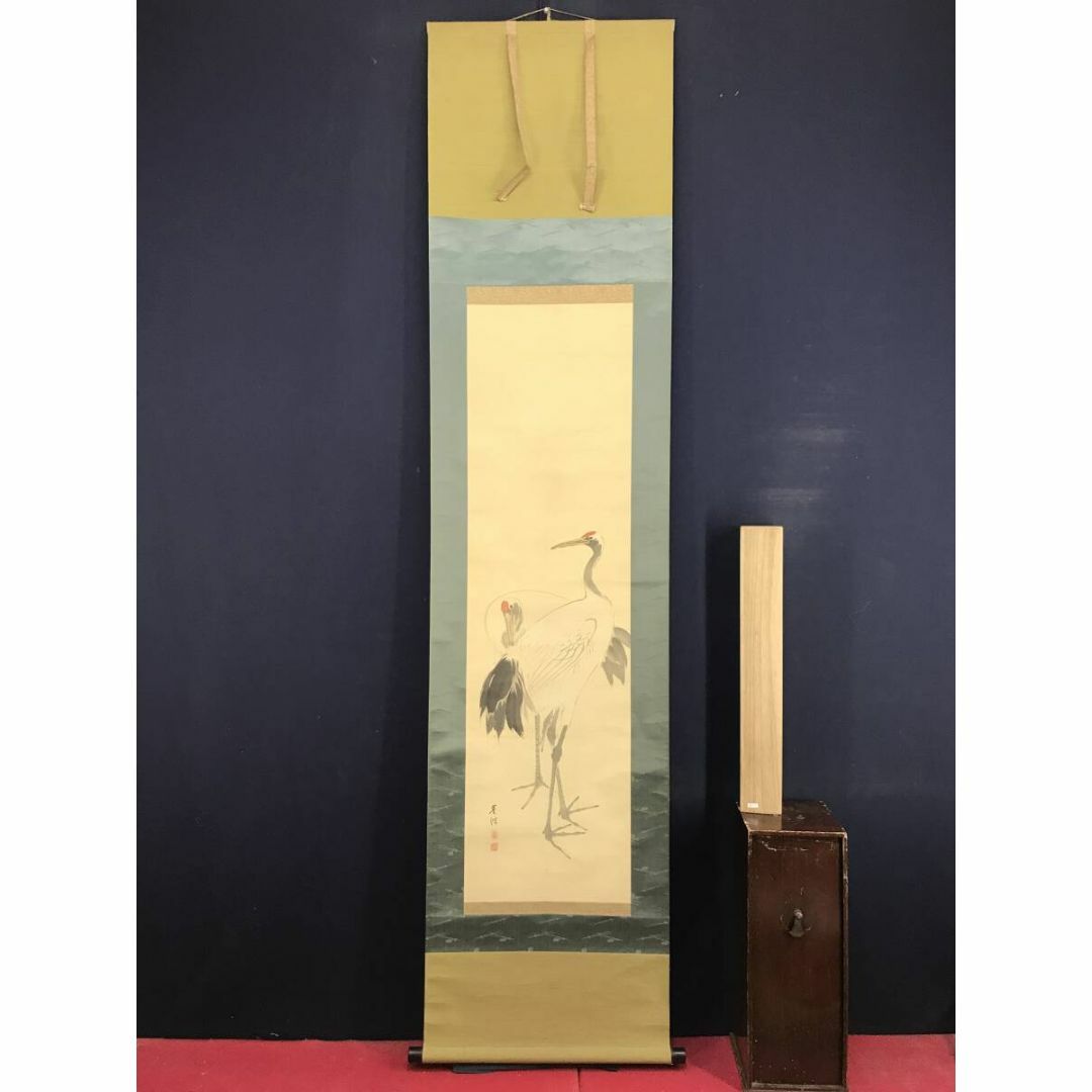 紅楓小禽図】楢崎鉄香 2681 共箱 掛け軸 肉筆 【公式通販】