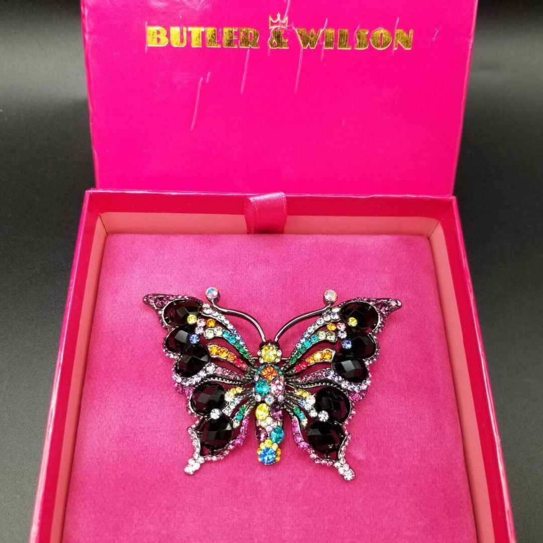 Butler & Wilson 英国 カラフルな羽の蝶 ラインストーン 煌めき