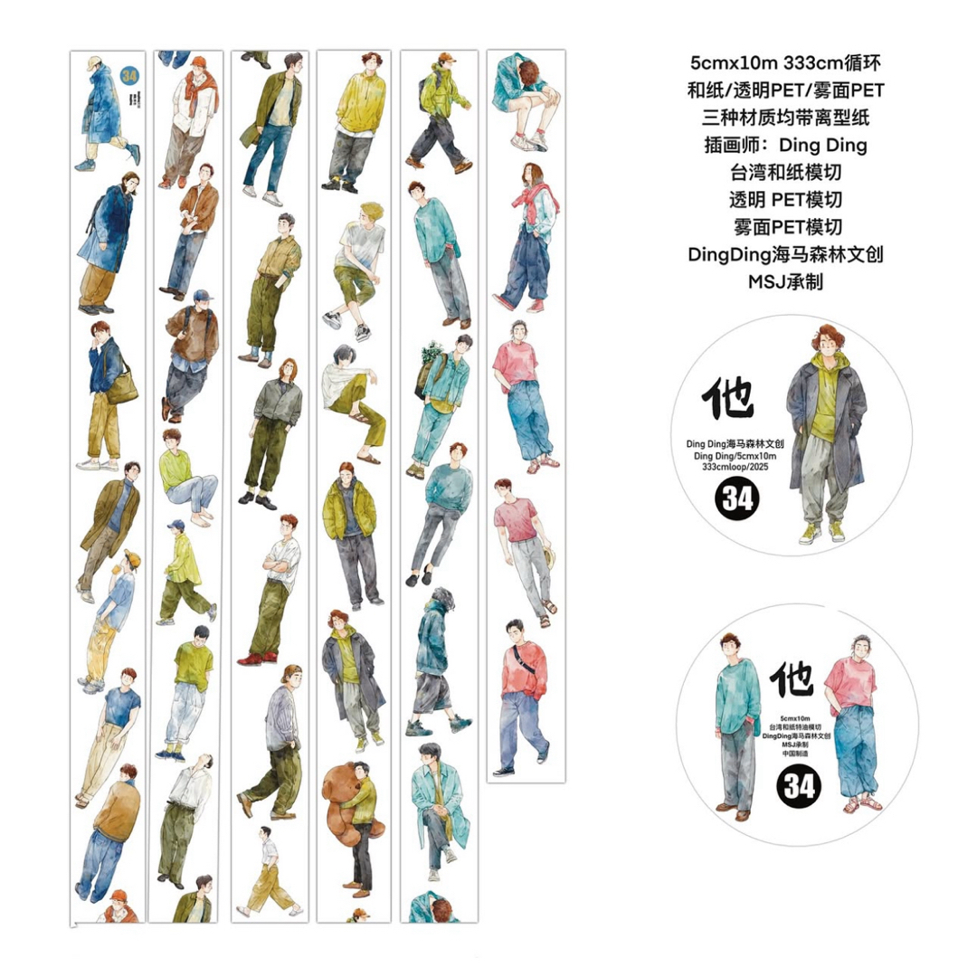 新品 DINGDING 34他 PET霧面型抜きタイプマスキングテープ 10m