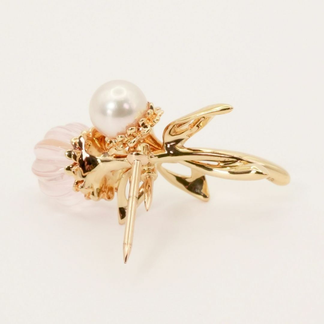 MIKIMOTO - 美品 ミキモト ローズクォーツ×パール 花束 ブローチ K18