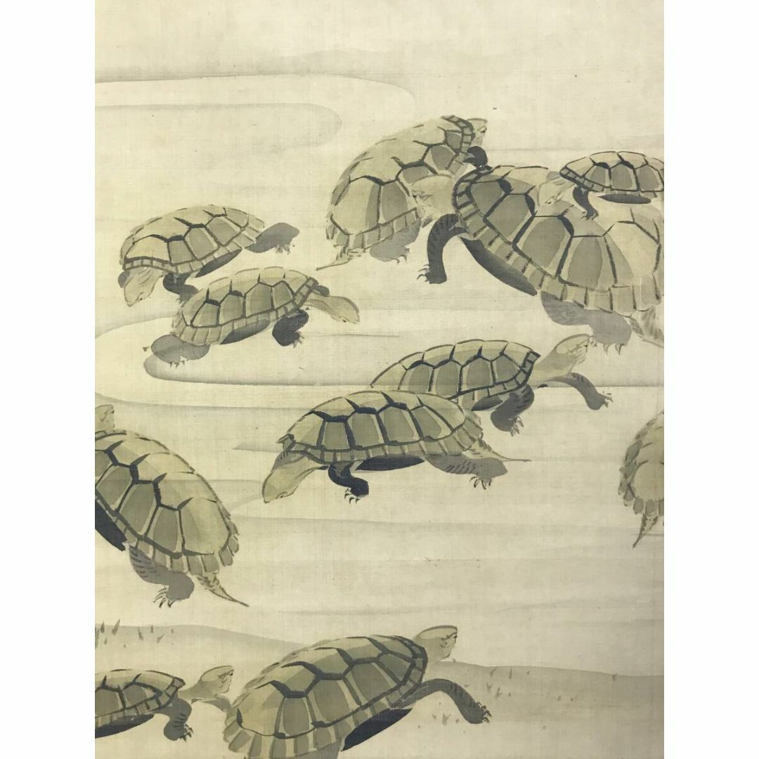 真作】松村呉春/月渓/日ノ出鶴亀図/掛軸☆宝船☆Z-366 真作】松村呉春