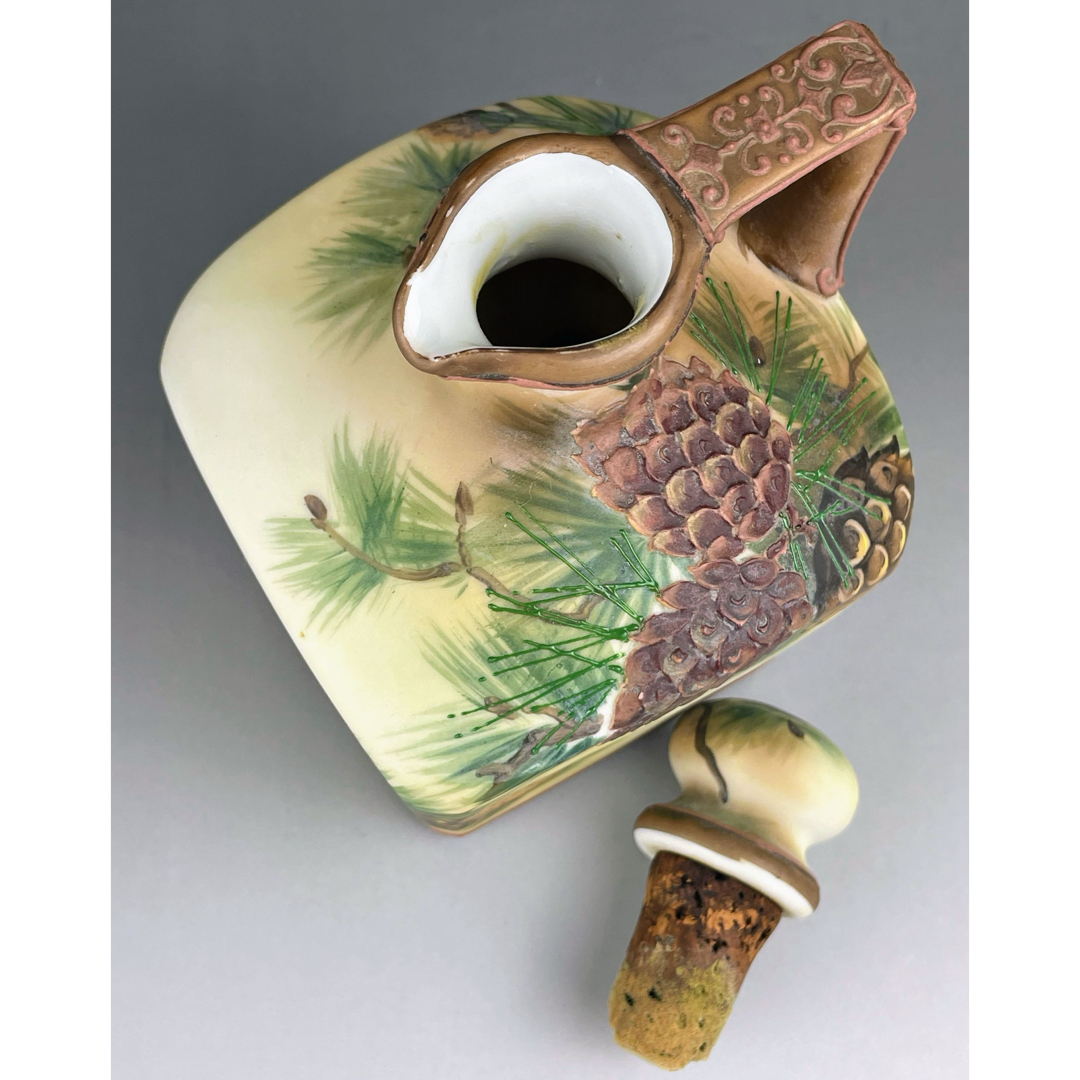 オールドノリタケ 松ぼっくり紋ウィスキージャグ モールド 盛上げ 松笠