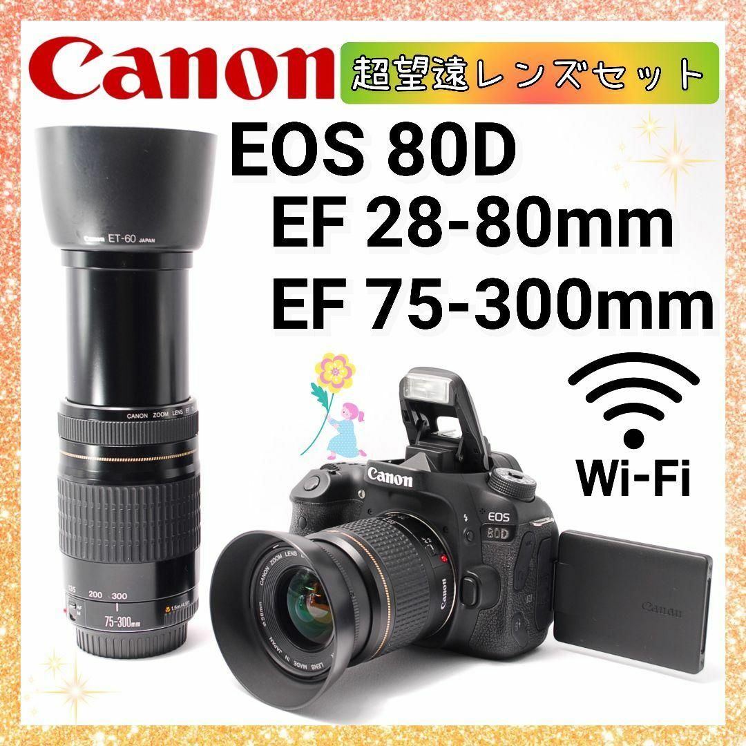 Canon EOS 80D望遠レンズセット/ Canon 75-300mm 保証付き/デジタル