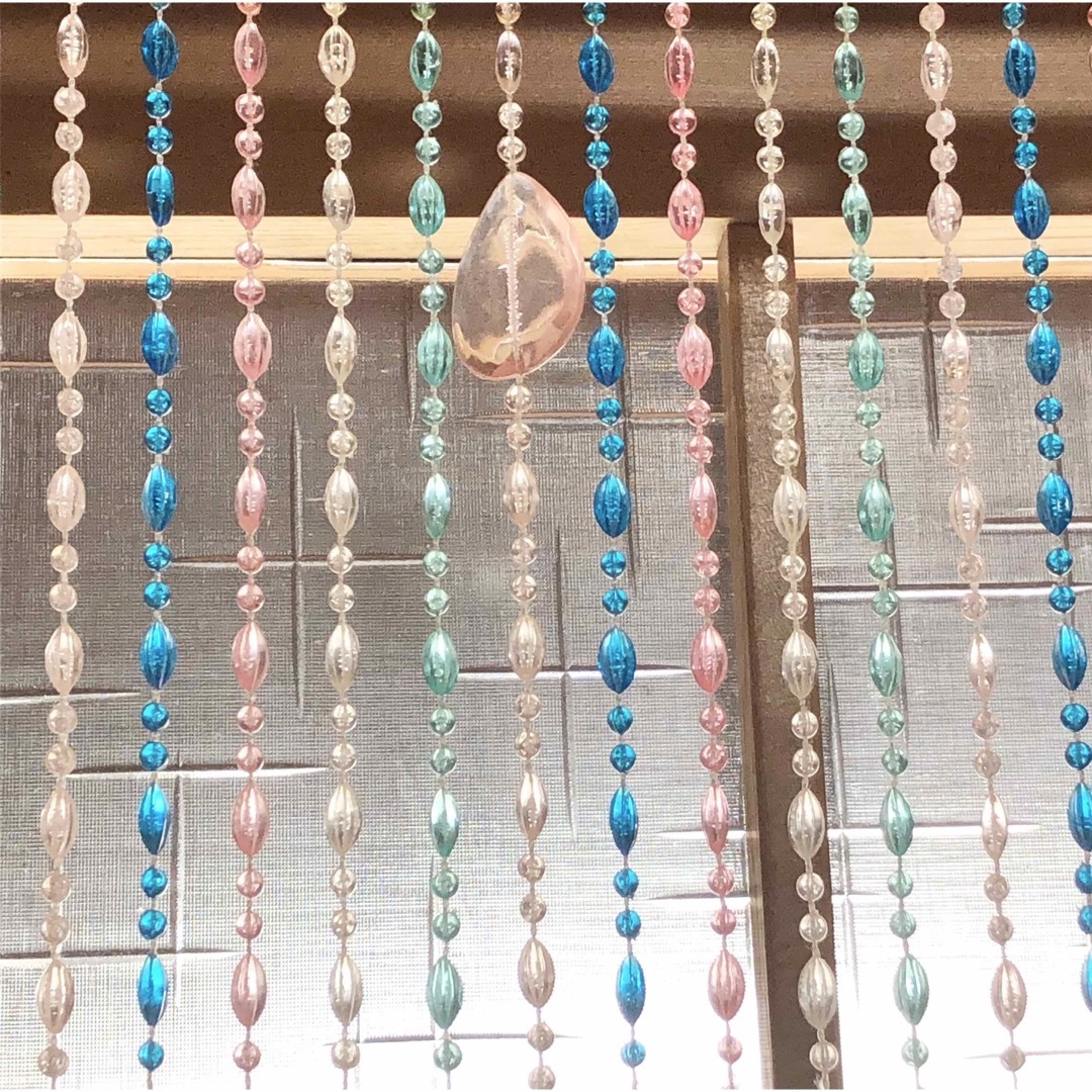 レア☆ビーズカーテン 昭和レトロ 平成レトロ ポップ 赤 オレンジ 白