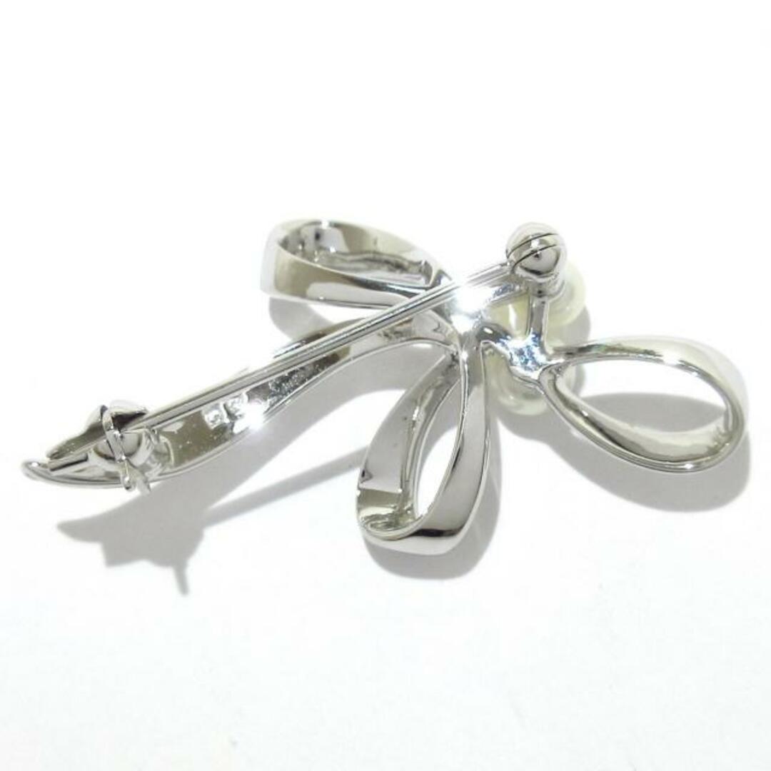 よ*う様 ミキモトブローチシルバー×パール アイボリー リボンA-810