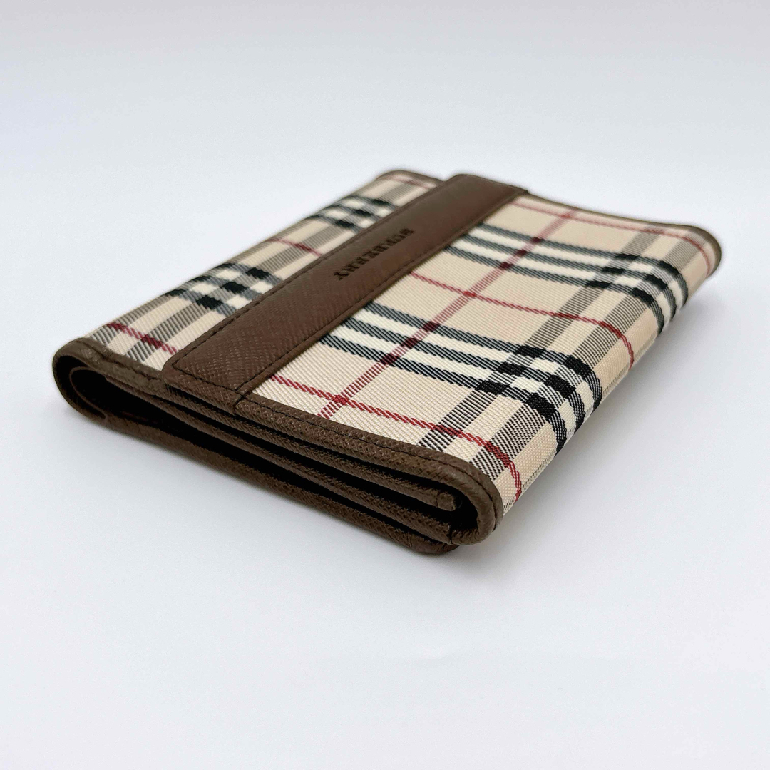 極美品 ＊ BURBERRY バーバリー ノバチェック 二つ折り財布 ブラウン
