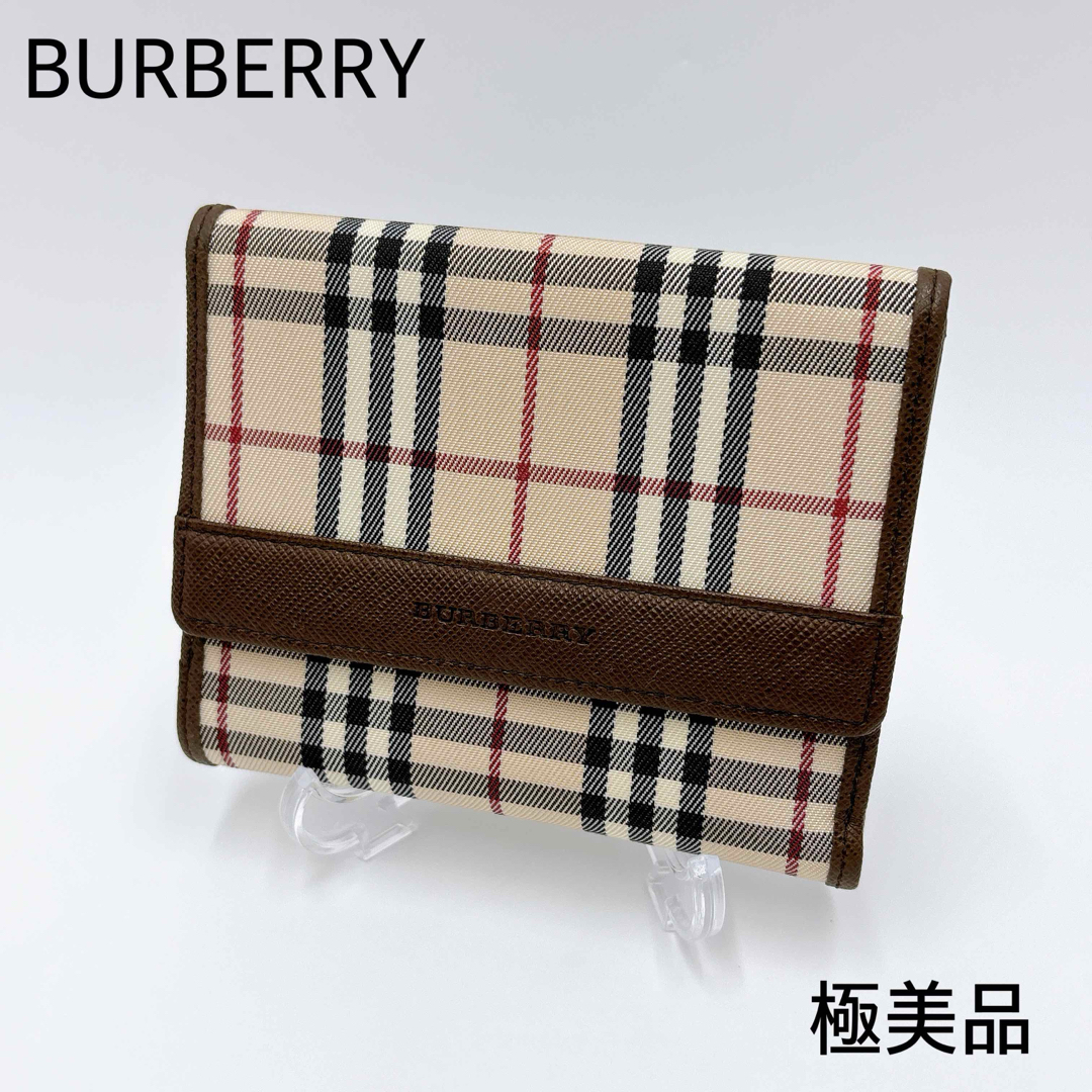 極美品 ＊ BURBERRY バーバリー ノバチェック 二つ折り財布 ブラウン
