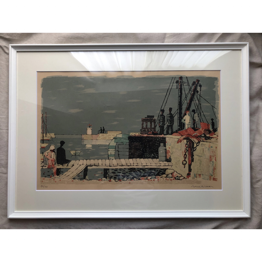 レア 北欧 axel olsson アクセル・オルソン 港 リトグラフ