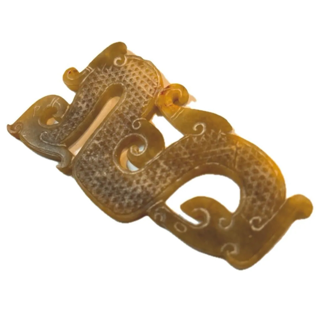 中国発掘物 細工彫刻玉龍 竜紋 玉縁起物 美術品 お守り 骨董品 龍