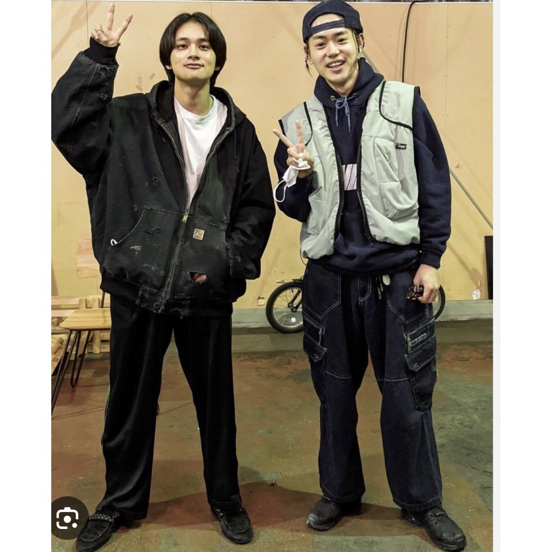 90s USA製 カーハート アクティブジャケット ブラック 企業ロゴ フェード