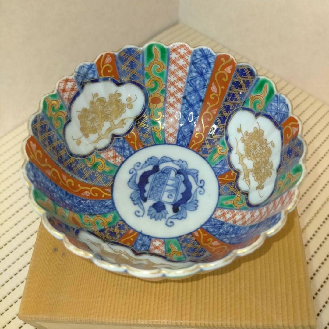 大聖寺伊万里 菊形色絵染錦 向付 古伊万里 骨董 角福 金襴手