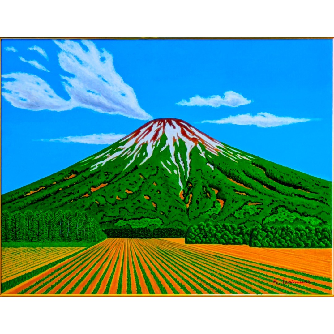 ☆早春の羊蹄山・肉筆油彩画・F6キャンバス
