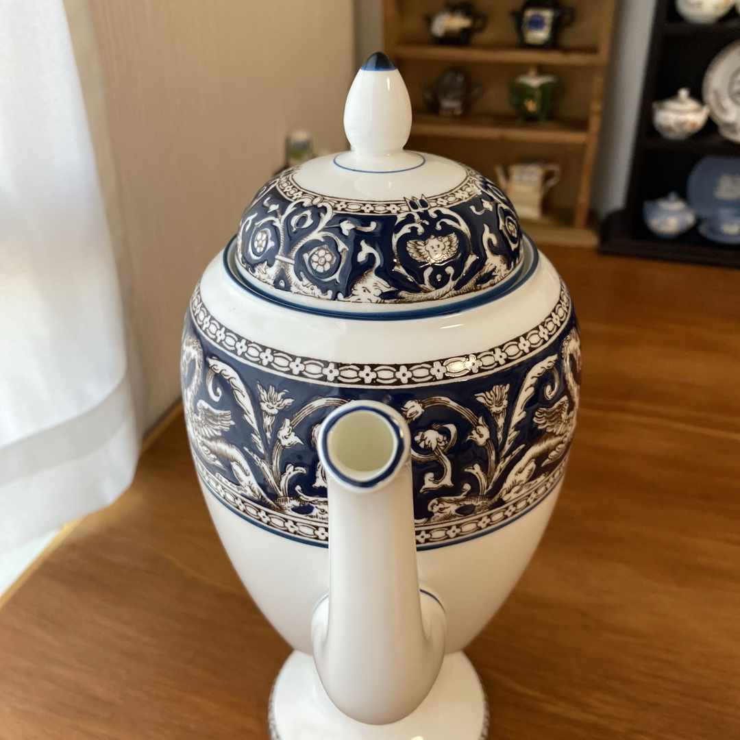 ウェッジウッド フロレンティーン コバルトブルー ティーポットL