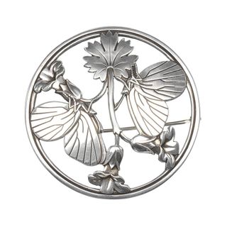 美品 ジョージジェンセン シルバー925 鳥と葉のブローチ コサージュ