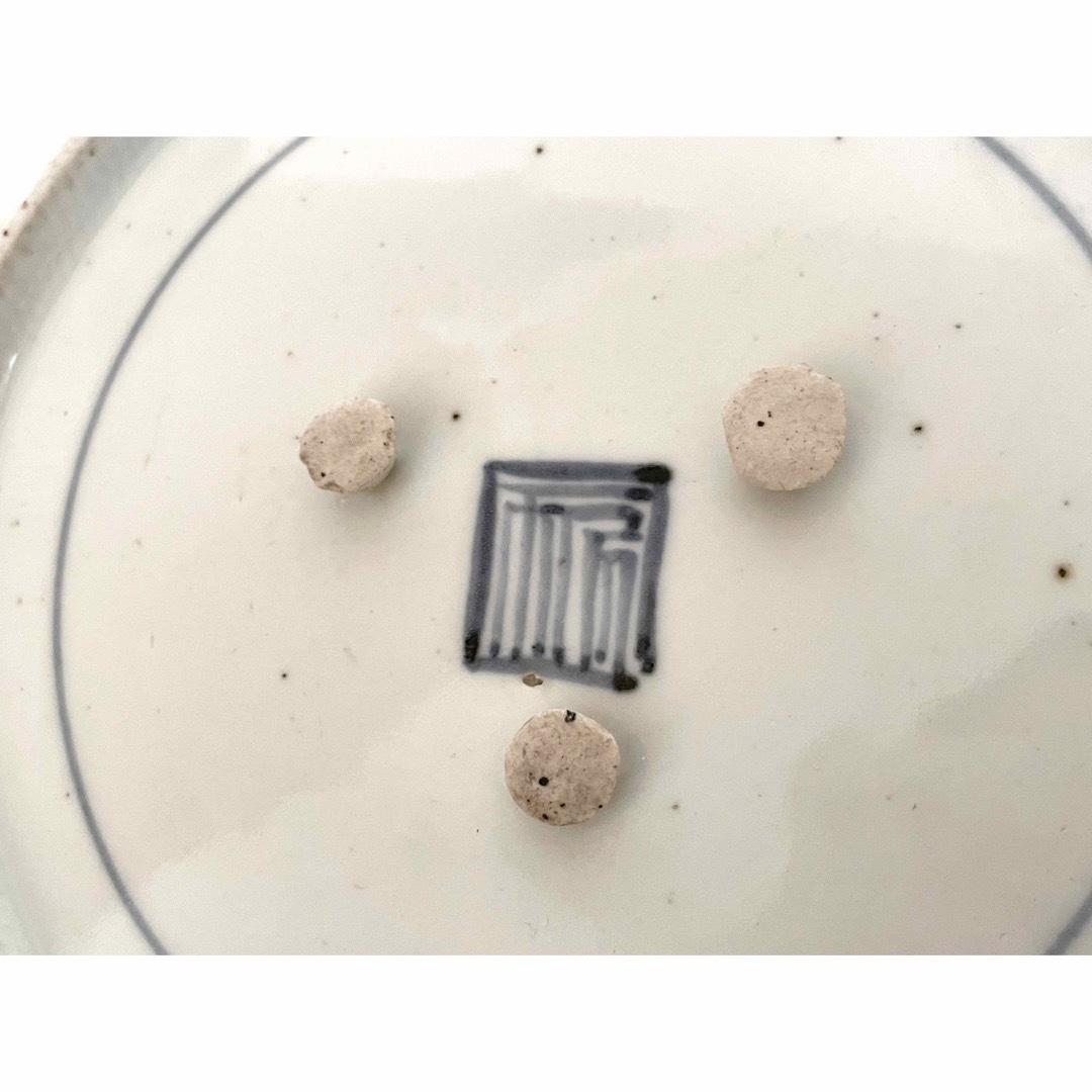 骨董 アンティーク 藍九谷 古九谷金銀彩 輪花 七寸皿 牡丹 蛇籠 水車