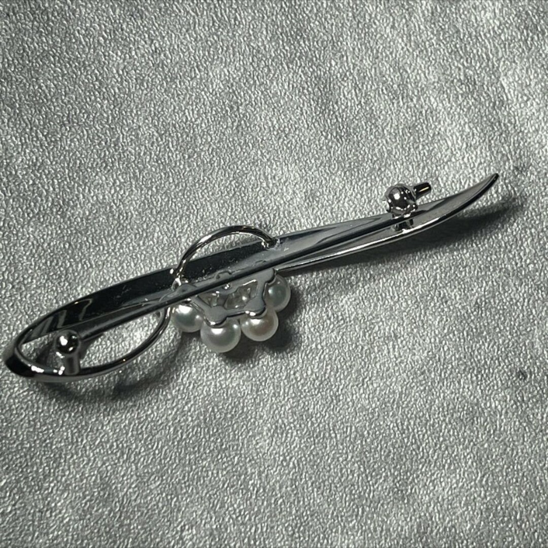 高級5粒 4mm MIKIMOTO ミキモト ブローチ あこや真珠 silver