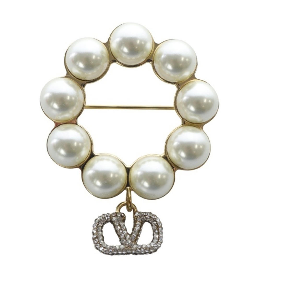 レア☆VALENTINOヴァレンティノ☆パール付きブローチ金ゴールド