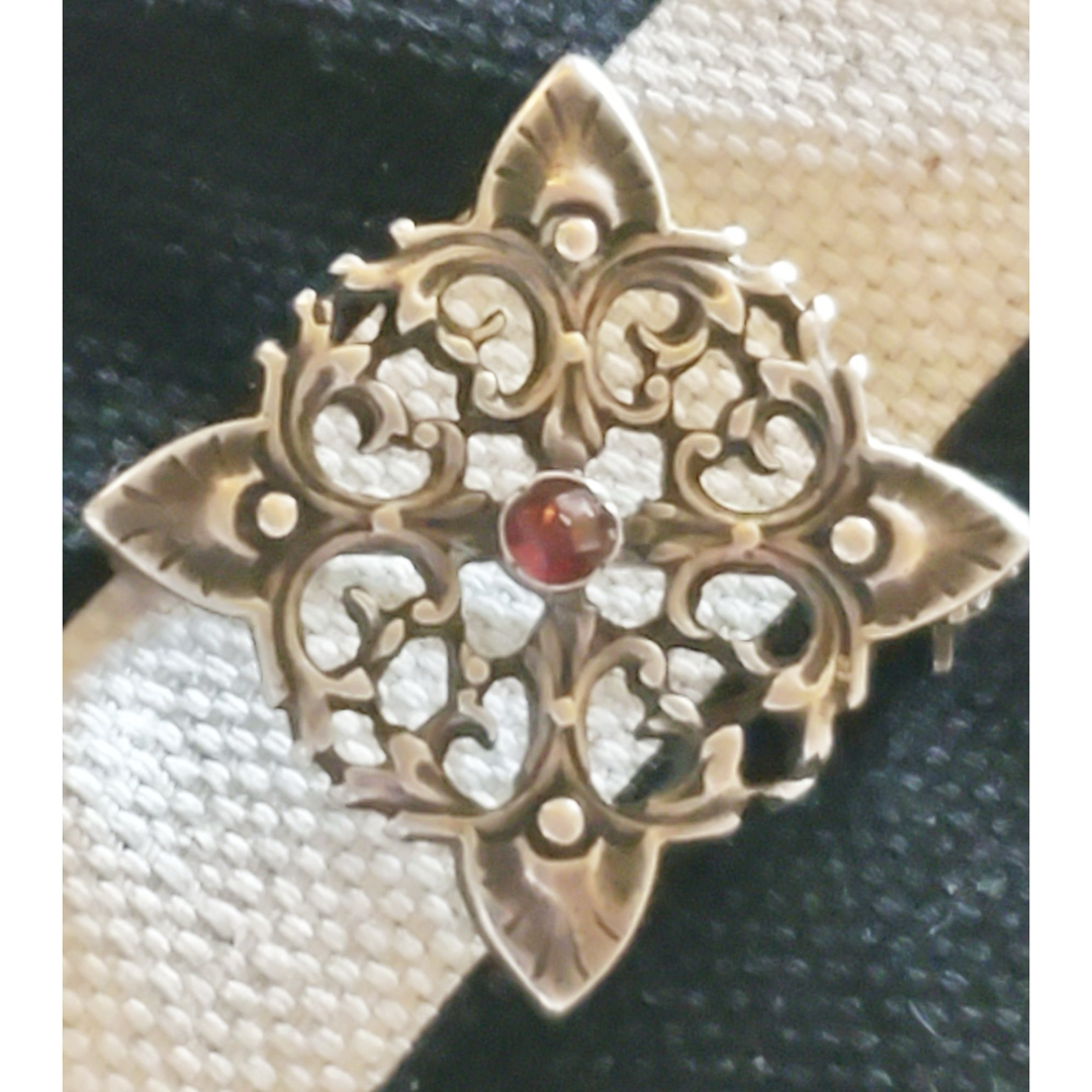 イギリス製アンティークブローチ オニキス シルバー835刻印1920年頃