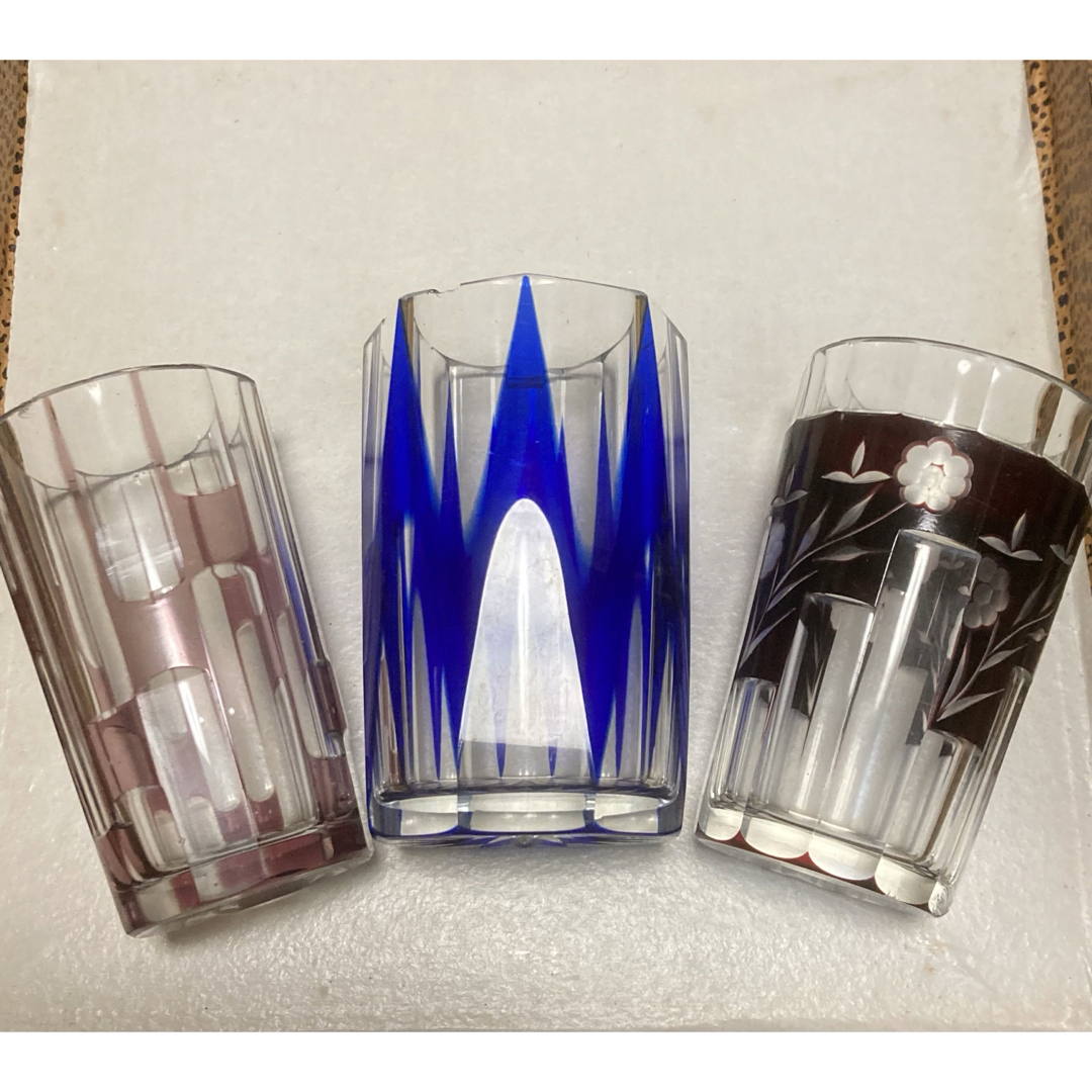 アンティーク【切子カットグラス】3種セットの通販 by みー｜ラクマ