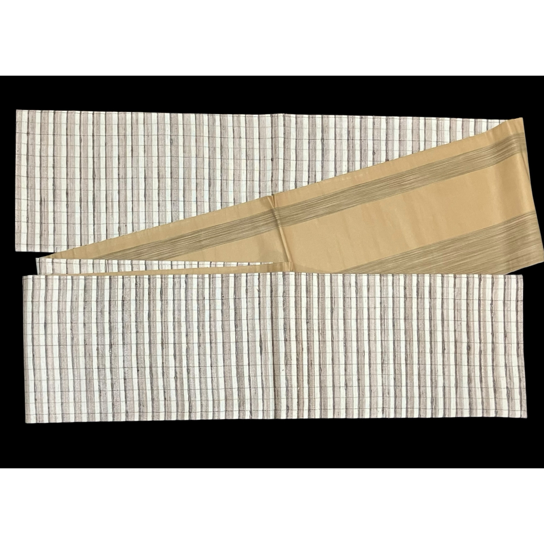 袋帯 全通柄 ムガシルク 野蚕糸 未使用 野蚕糸 ムガシルク 全通 洒落袋帯