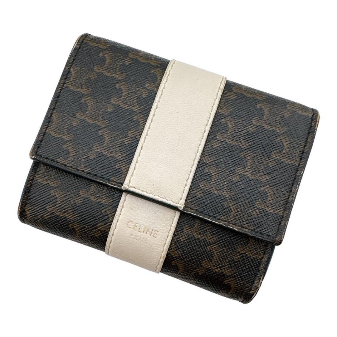 CELINE セリーヌ レザー トリオンフ マカダム 三つ折り財布