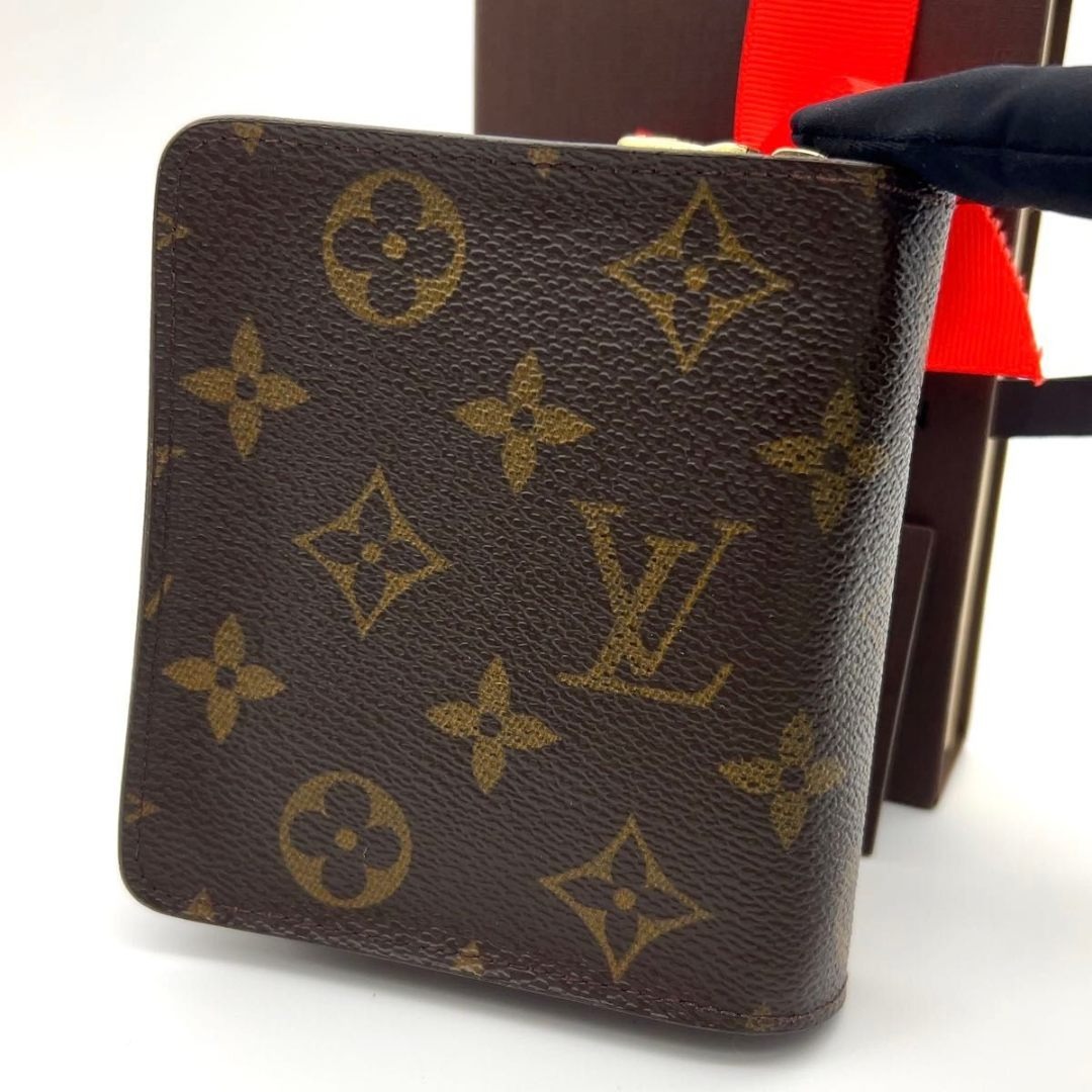 ルイヴィトン モノグラム コンパクトジップ 二つ折り財布 ラウンド