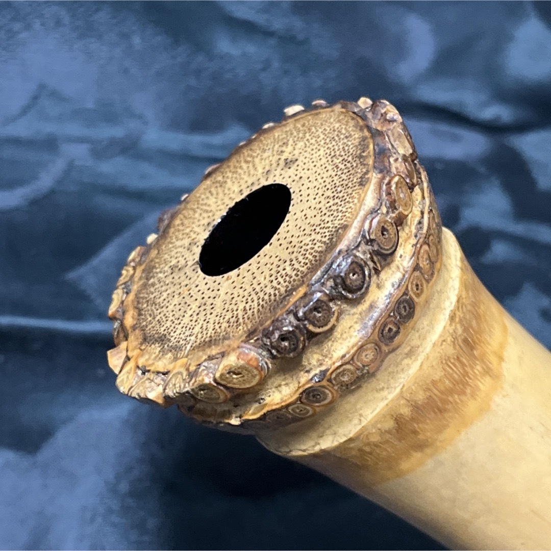 尺八 琴古流 在銘 一尺九寸管 中継ぎ籐巻き銀三線 【