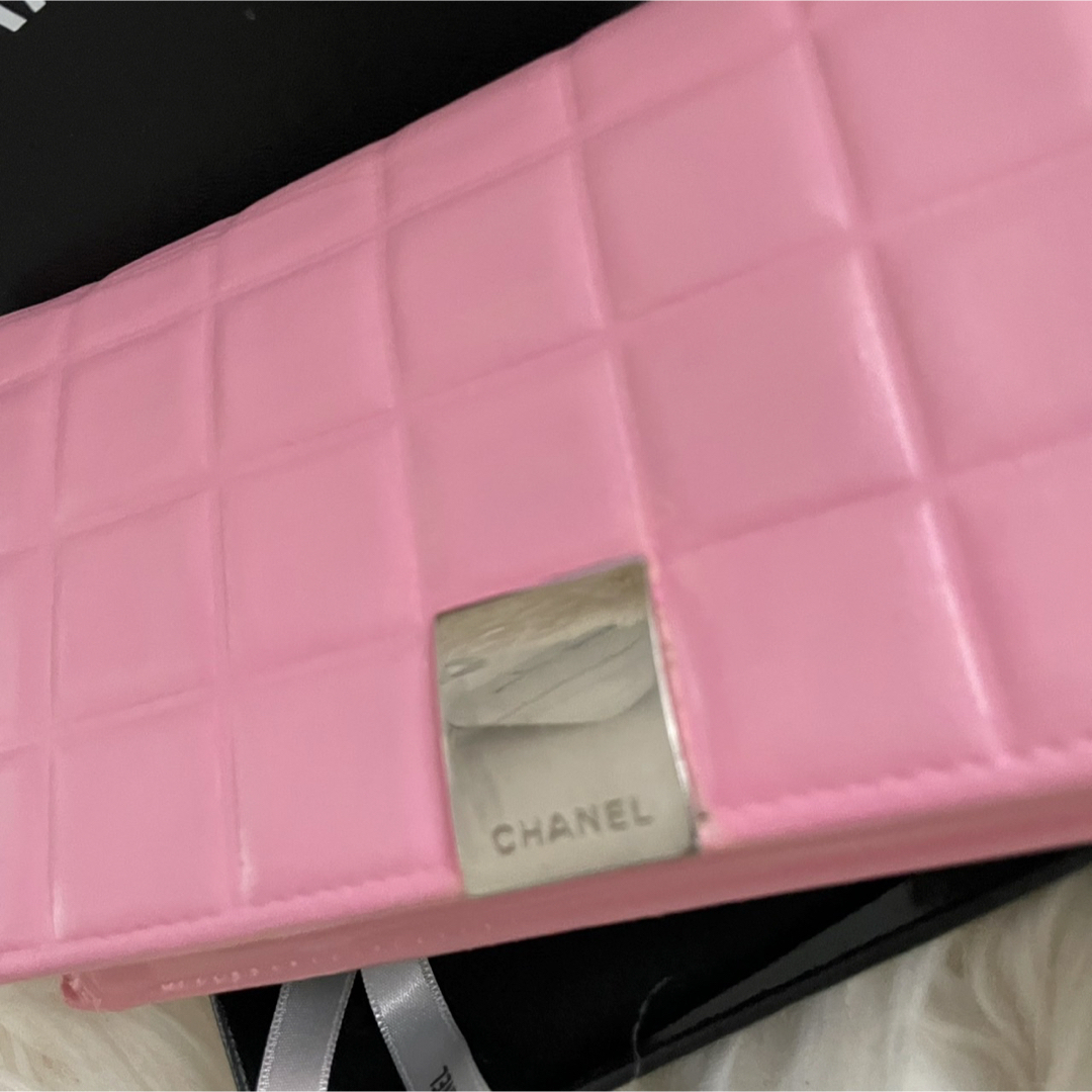 シャネル CHANEL 財布 二つ折り ピンク チョコバー 正規品