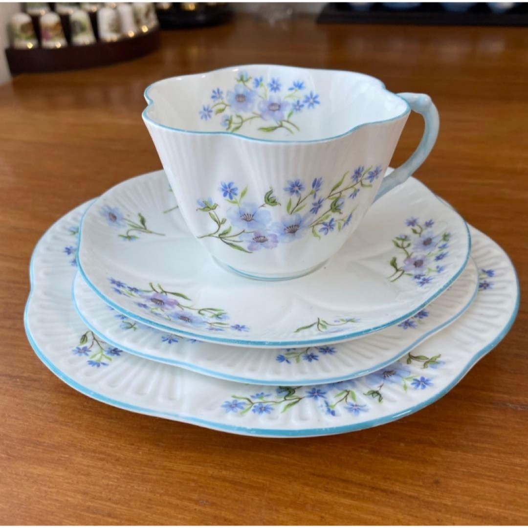シェリー ブルーロック カップ ソーサー プレート2枚 カルテット