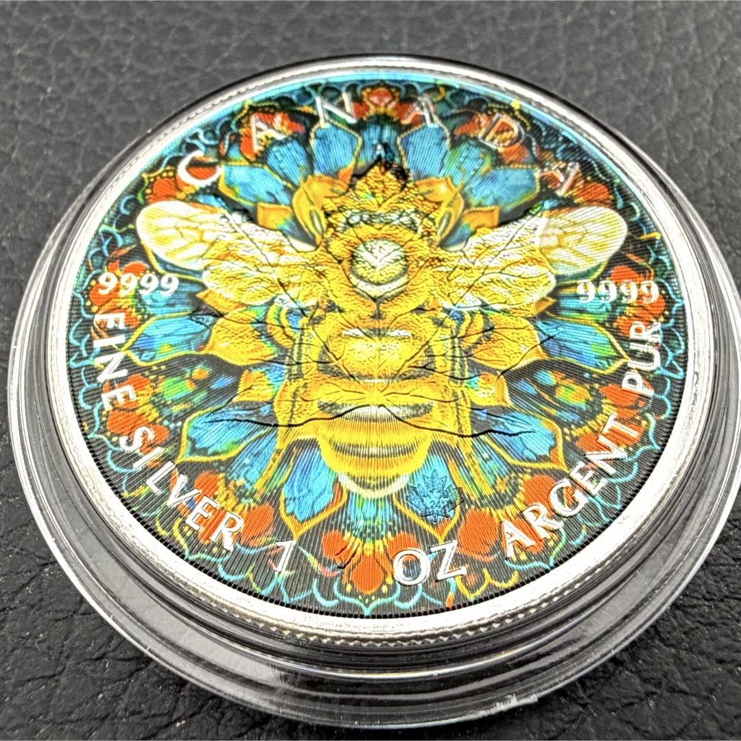 メイプルリーフ 銀貨 カラー マンダラビー 曼荼羅狼蜂 1オンス 1oz