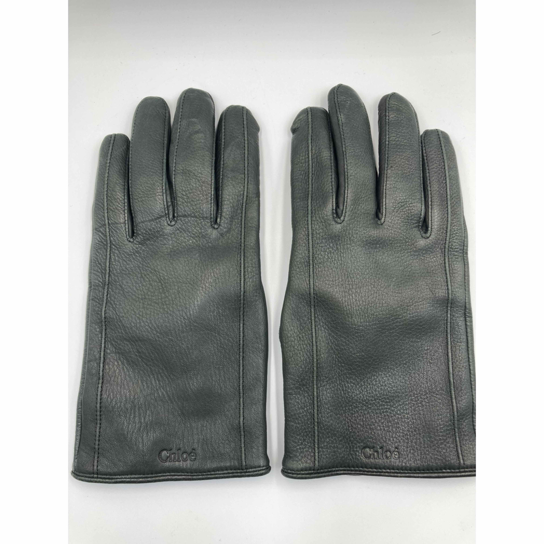 Chloé クロエ レザーグローブ 本革 手袋 ダークグレー 上品 高級感