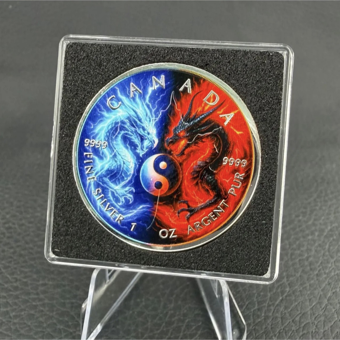 メイプルリーフ 銀貨 カラー ドラゴン(陰と陽) 1オンス 1oz 龍 竜 陰陽