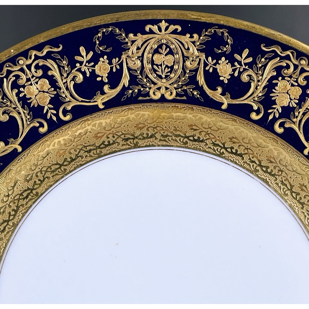 大型】リモージュ 26．8㎝ アーレンフェルト 大皿 金盛り 金彩 フランス