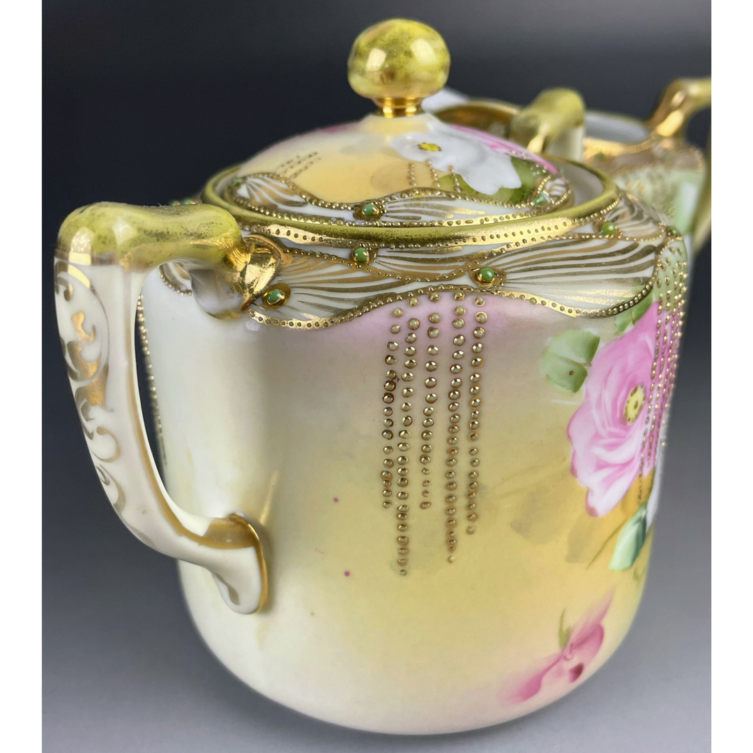 オールドノリタケ 薔薇紋 シュガーボウル クリーマー ジュエル 金盛り