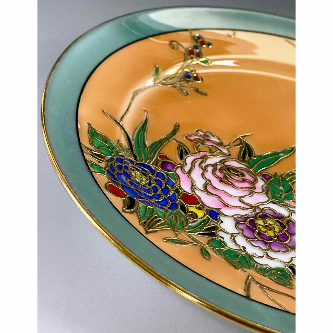 オールドノリタケ ラスター彩 2枚セット 蝶 バラ 縁金盛り 小皿 プレート