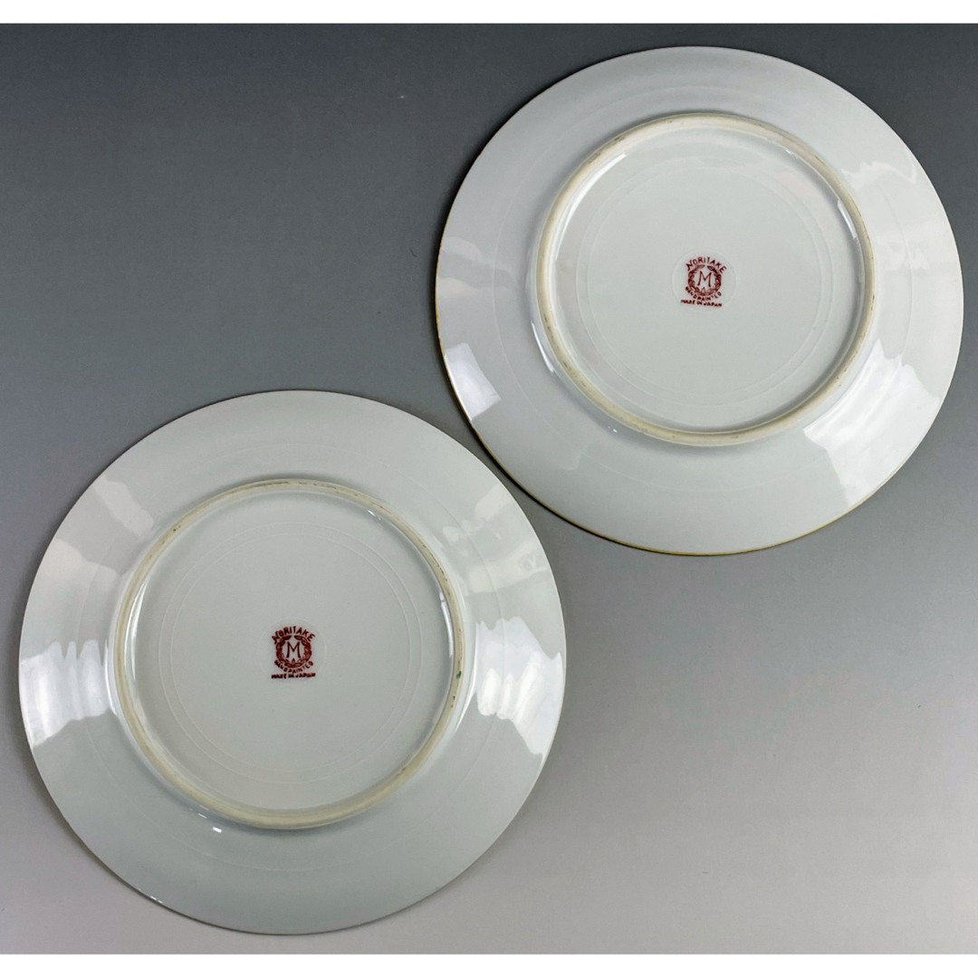 オールドノリタケ ラスター彩 2枚セット 蝶 バラ 縁金盛り 小皿 プレート