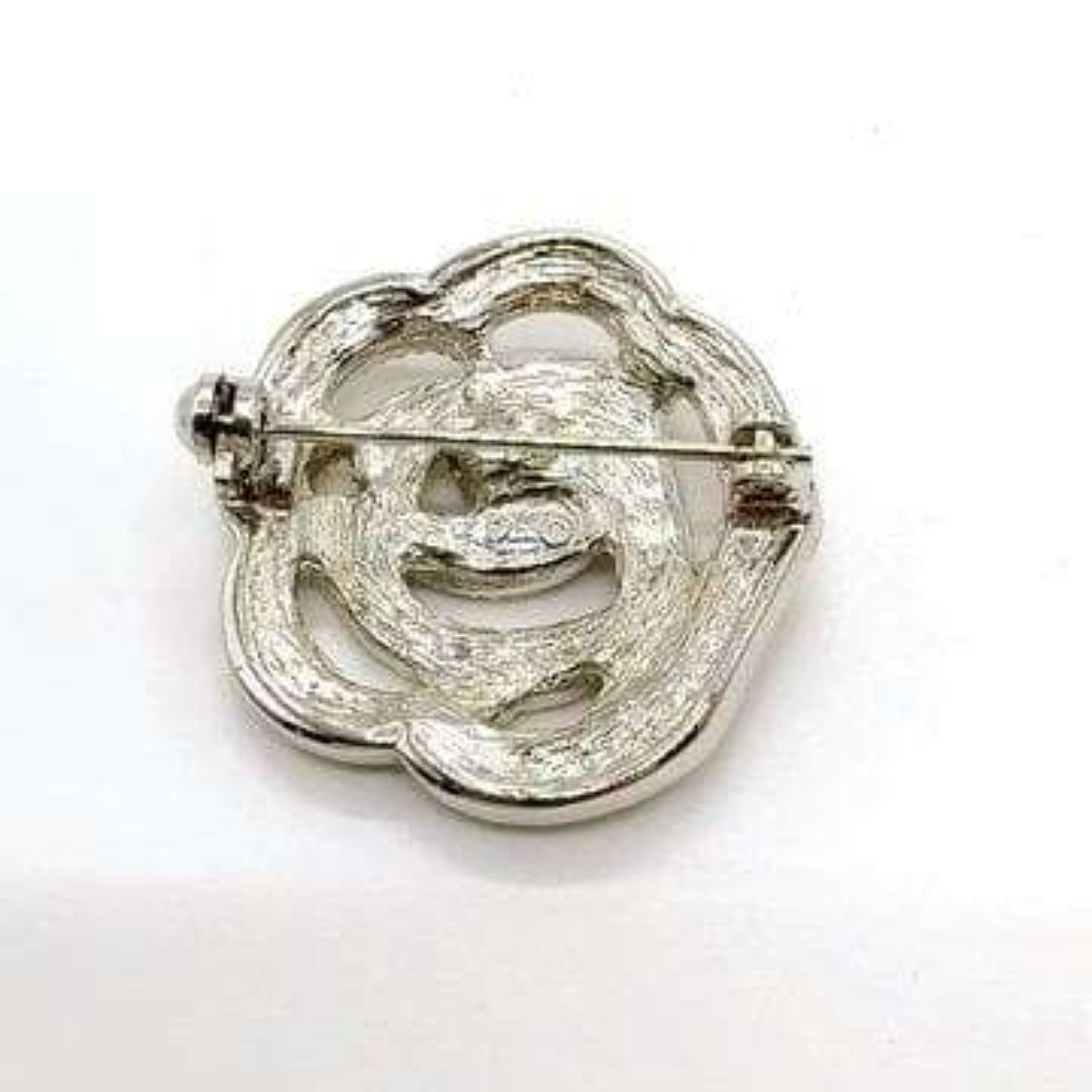 ◇クリスチャンディオール◇メタル/ローズ/ブローチ/シルバー/カメリア