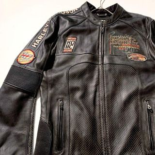 Harley Davidson - ハーレーダビッドソン 背面&袖・銀糸・赤糸・刺繍