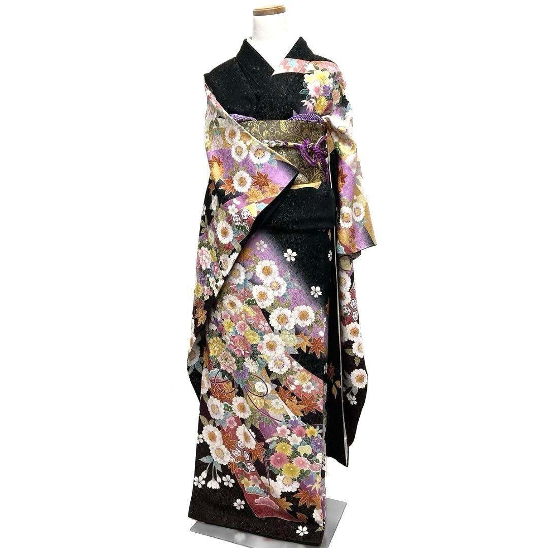 振袖 金駒刺繍 金通し 金彩 熨斗 八重桜 牡丹 成人式 着物 101b d